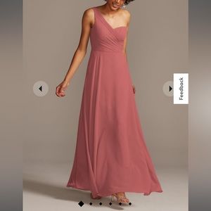 David’s Bridal one-shoulder Bridesmaid dress. Size 6, Sedona color
